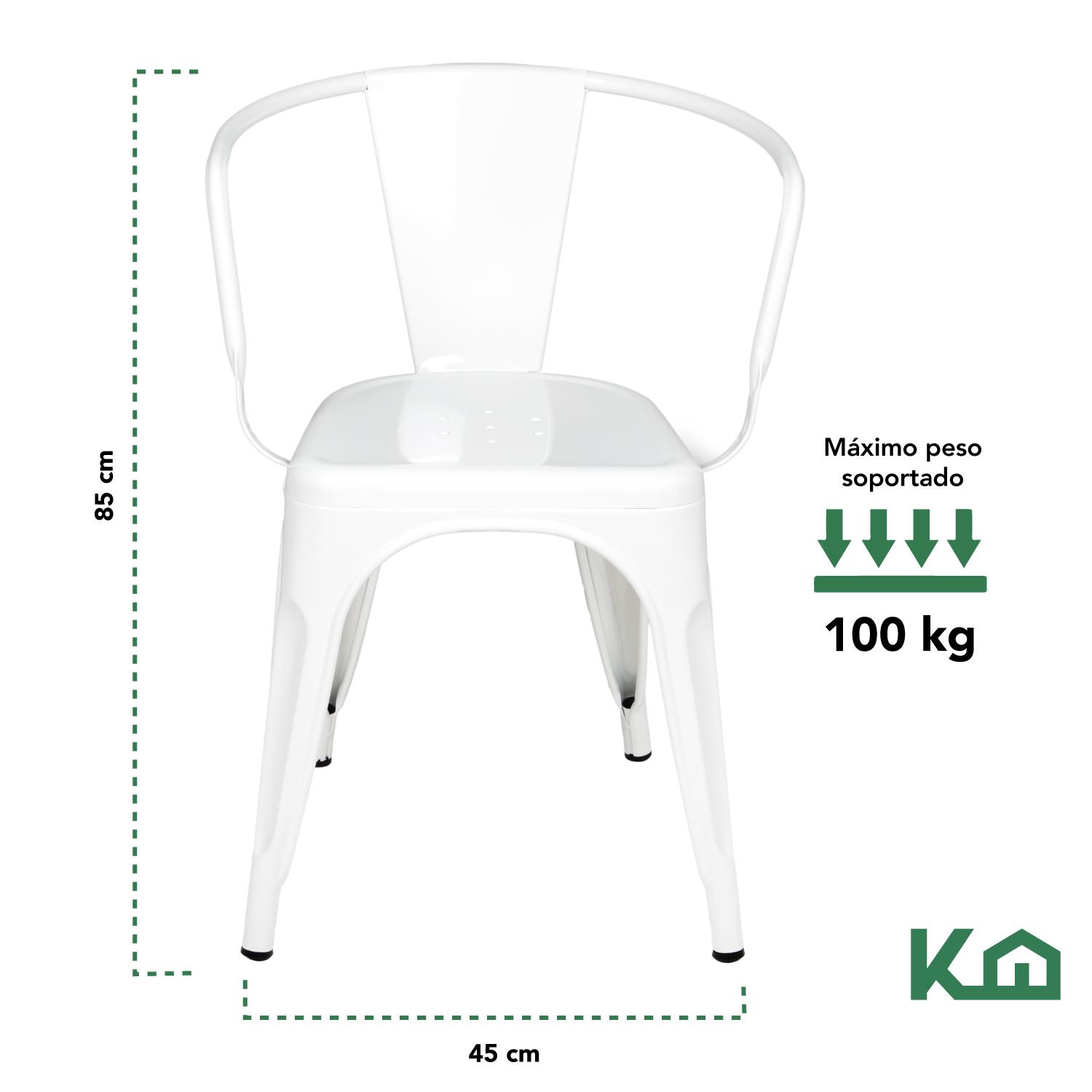 Foto 5 | Silla Tolix KingsHouse 300633 color Blanco de Acero Metálica con Descansabrazos