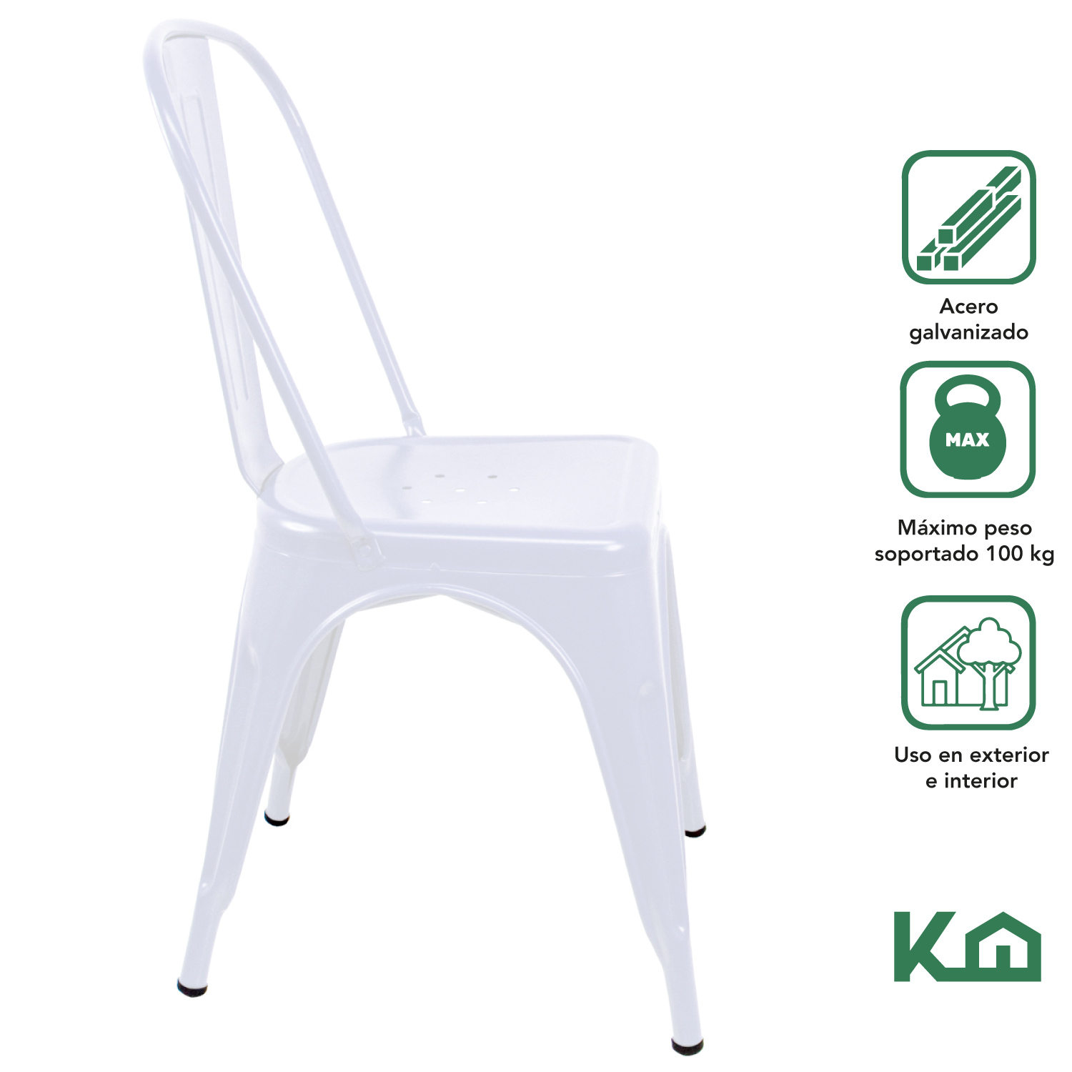 Foto 2 | Silla Tolix KingsHouse 300248 color Blanco de Metal Vintage Minimalista Moderna Comedor Hogar