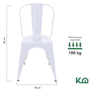 Foto 5 | Silla Tolix KingsHouse 300248 color Blanco de Metal Vintage Minimalista Moderna Comedor Hogar