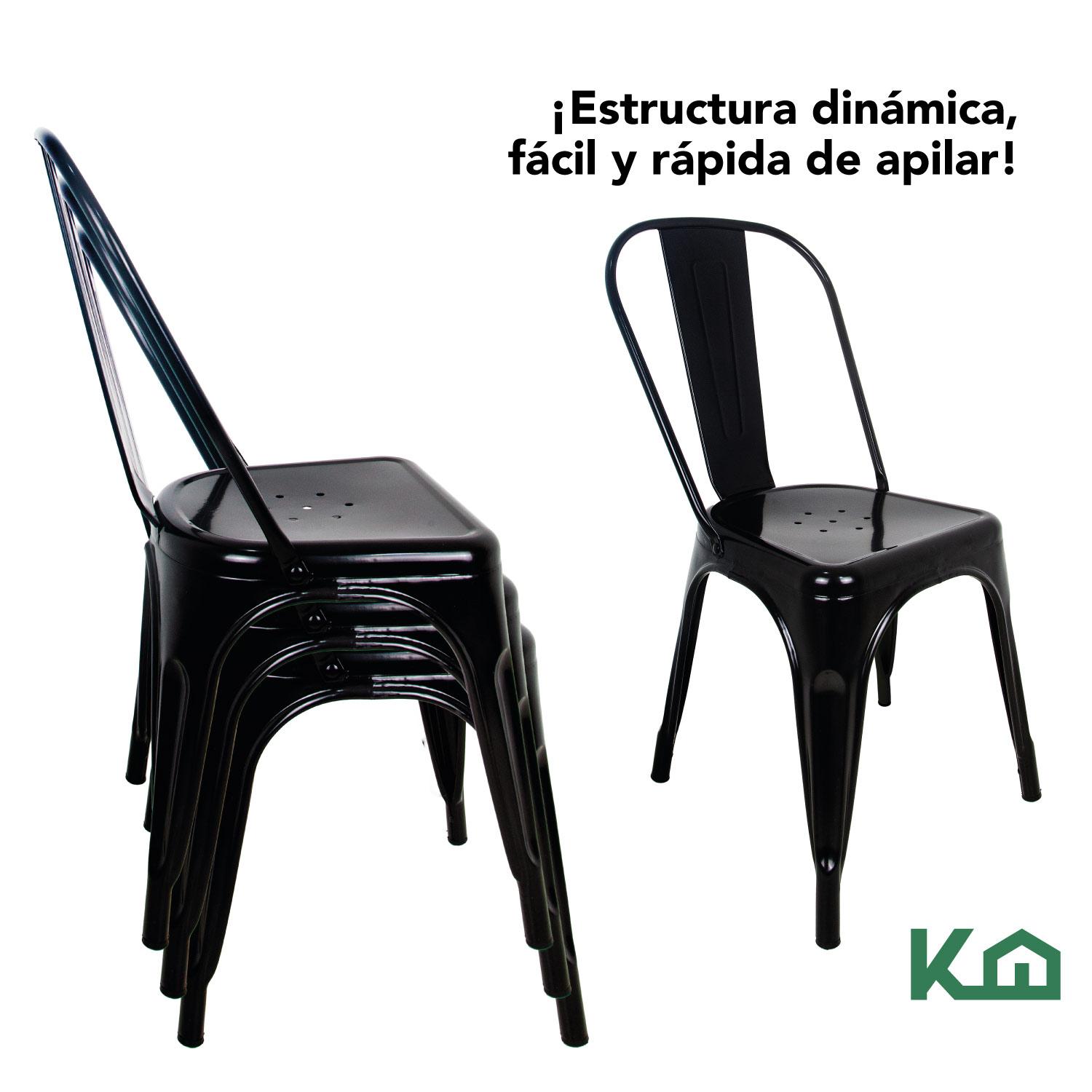 Foto 5 pulgar | Sillas Tolix KingsHouse COMBO-KH-39 color Negro 4 Piezas