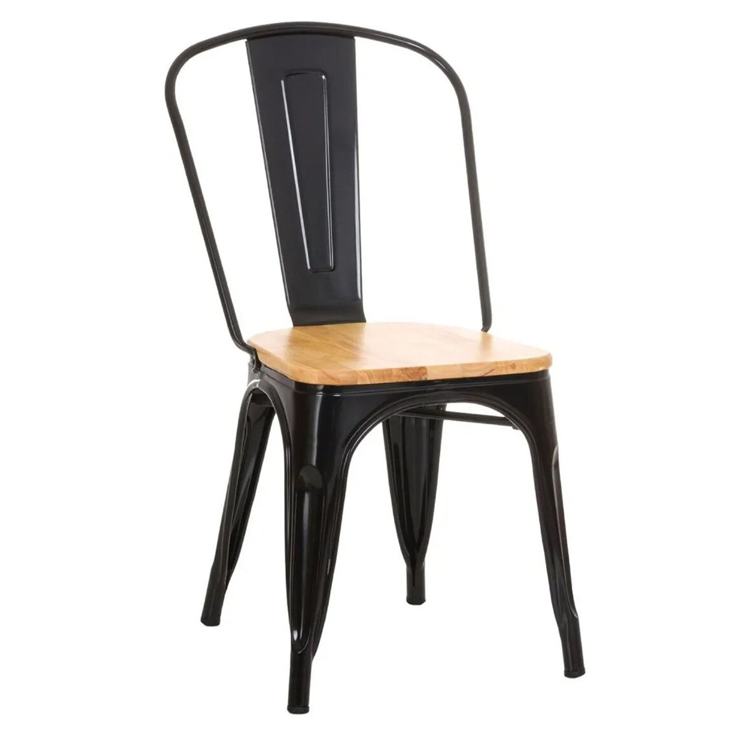 Silla Tolix KingsHouse 300253 color Negro de Metal Asiento Madera Vintage Restaurante Moderna