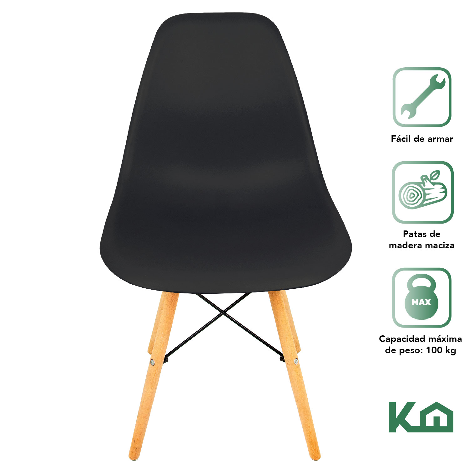 Foto 3 pulgar | Silla Eames KingsHouse COMBO-KH-21 color Negro 4 Piezas