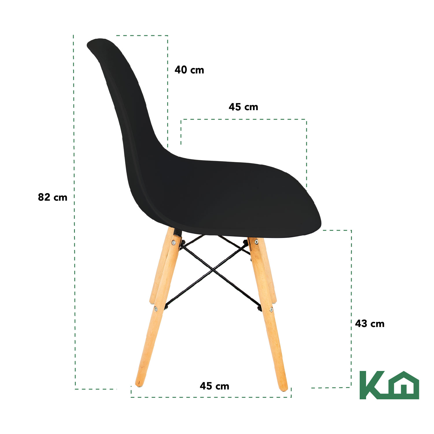 Foto 4 pulgar | Silla Eames KingsHouse COMBO-KH-21 color Negro 4 Piezas