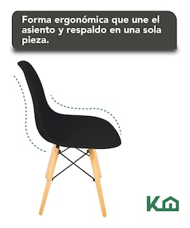 Foto 5 | Silla Eames KingsHouse COMBO-KH-21 color Negro 4 Piezas