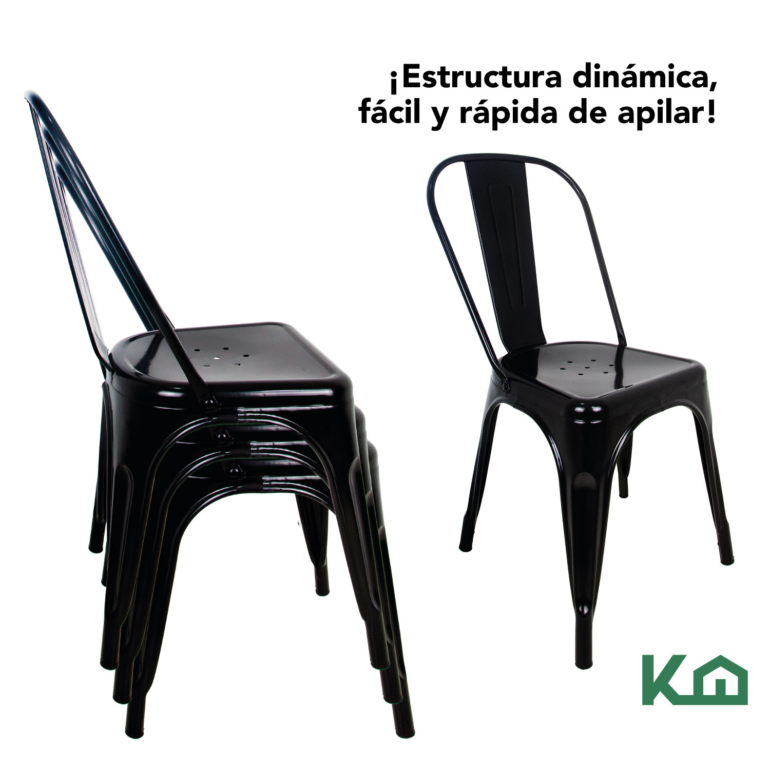 Foto 5 pulgar | Silla Tolix KingsHouse 300249 color Negro