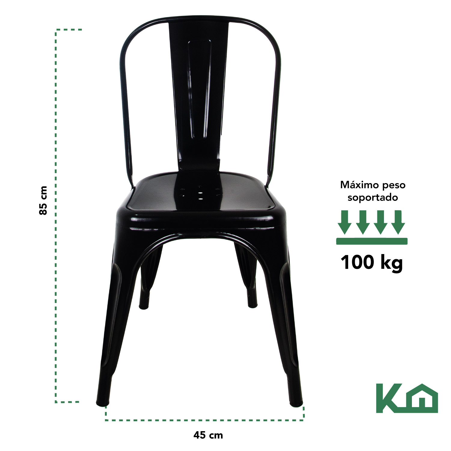 Foto 6 pulgar | Silla Tolix KingsHouse 300249 color Negro