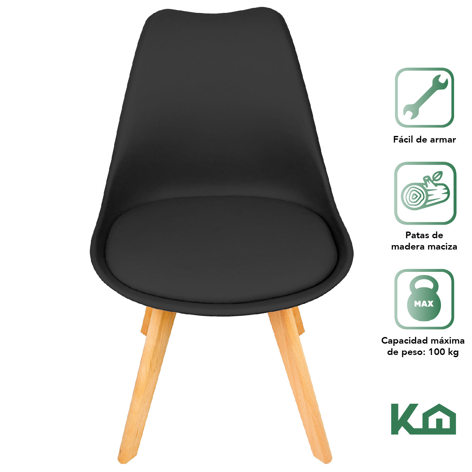 Foto 3 pulgar | Silla Eames KingsHouse COMBO-KH-11 color Negro 4 Piezas