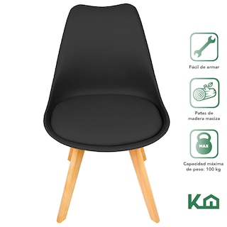 Foto 2 | Silla Eames KingsHouse COMBO-KH-11 color Negro 4 Piezas