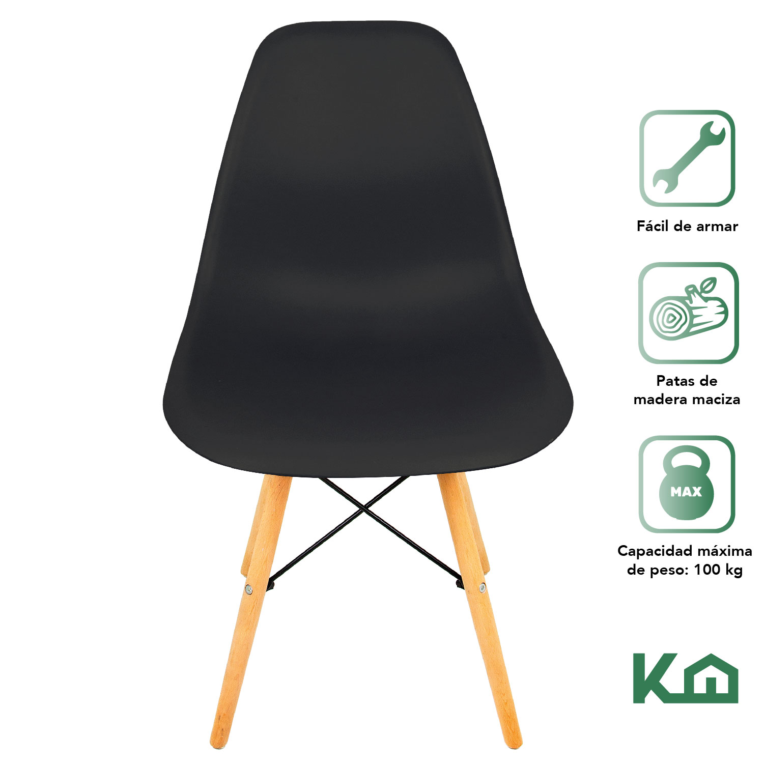 Foto 3 pulgar | Sillas Eames KingsHouse COMBO-KH-20 color Negro 2 Piezas