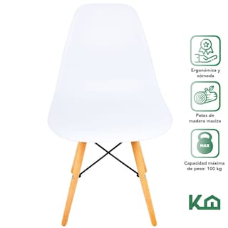 Foto 2 | Silla para Comedor KingsHouse 300545 color Blanco Moderna Vintage Tipo Eames Minimalista