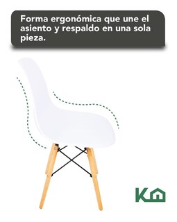 Foto 6 | Silla para Comedor KingsHouse 300545 color Blanco Moderna Vintage Tipo Eames Minimalista