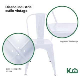 Foto 3 | Silla Tolix KingsHouse COMBO-KINGSMAN-37 color Blanco 4 Piezas