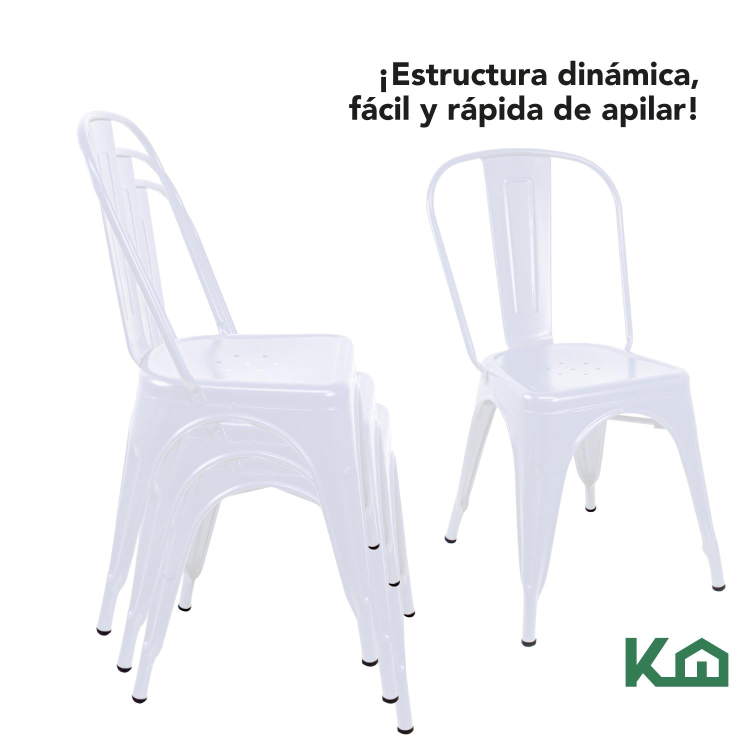 Foto 6 pulgar | Silla Tolix KingsHouse COMBO-KINGSMAN-37 color Blanco 4 Piezas