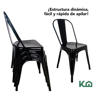 Foto 4 | Silla Tolix KingsHouse COMBO-KINGSMAN-38 color Negro 4 Piezas