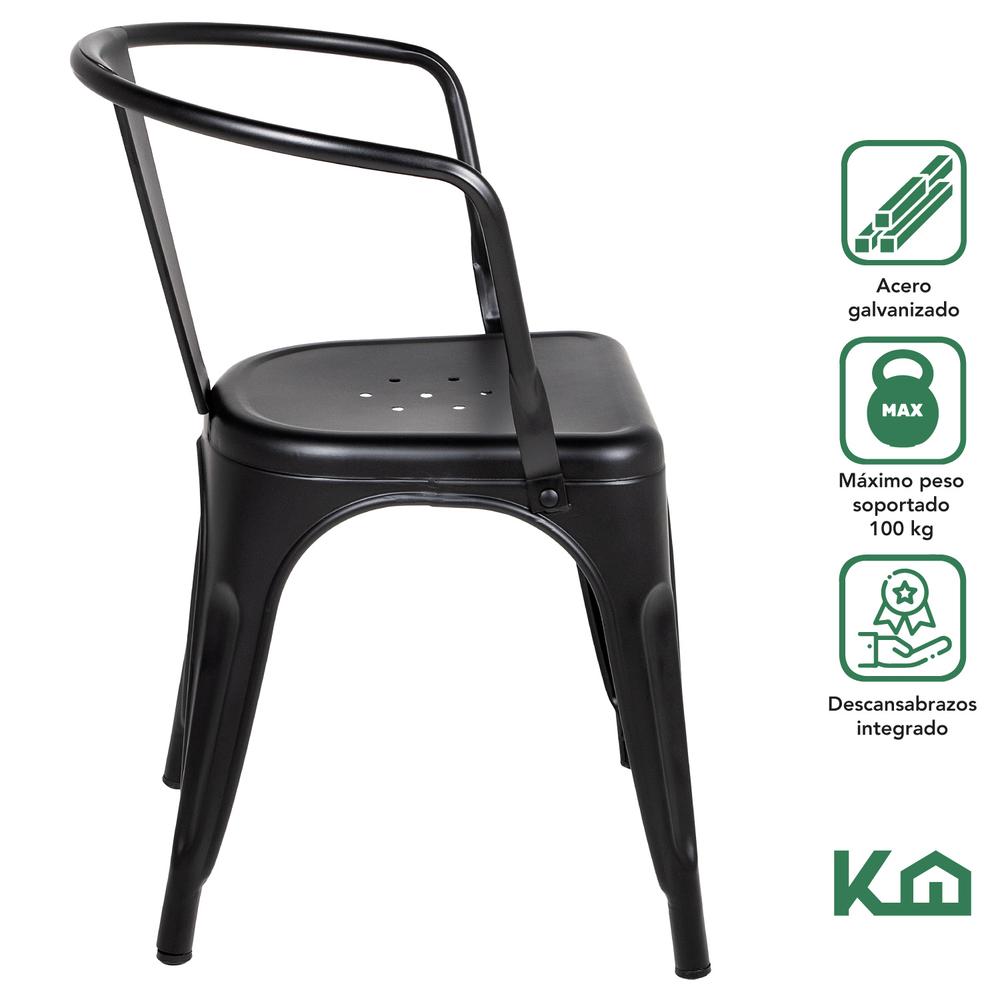 Foto 2 | Silla Tolix KingsHouse COMBO-KH-107 Negro 4 Piezas