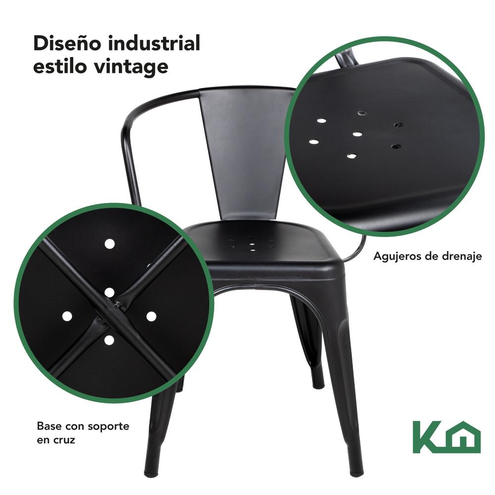 Foto 4 pulgar | Silla Tolix KingsHouse COMBO-KH-107 Negro 4 Piezas