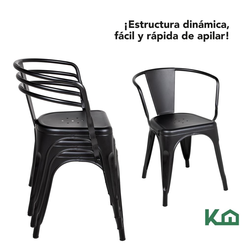 Foto 5 pulgar | Silla Tolix KingsHouse COMBO-KH-107 Negro 4 Piezas