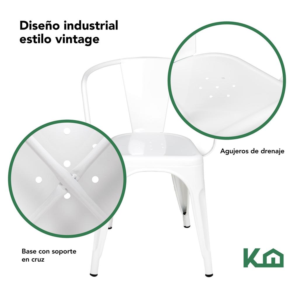 Foto 4 pulgar | Silla Tolix KingsHouse COMBO-KH-102 Blanca 2 Piezas