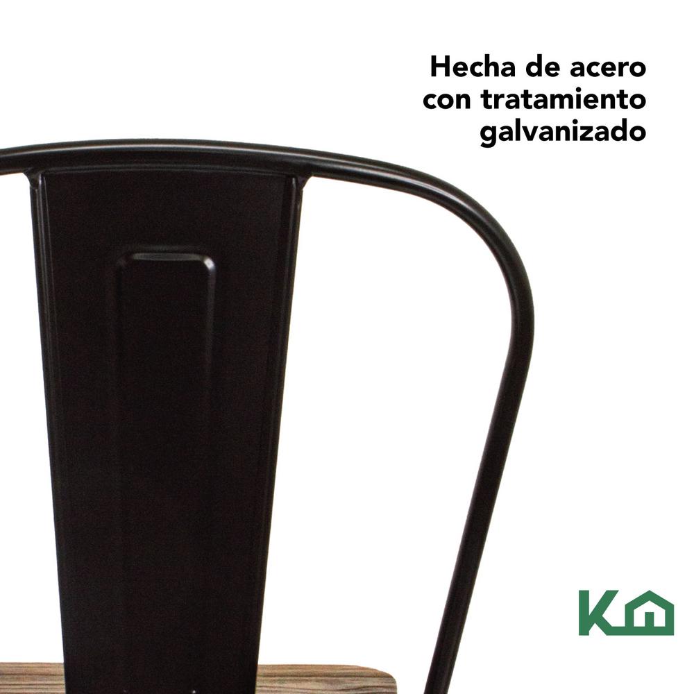 Foto 7 pulgar | Sillas Tolix KingsHouse COMBO-KINGSMAN-42 Negro Asiento de Madera 2 Piezas