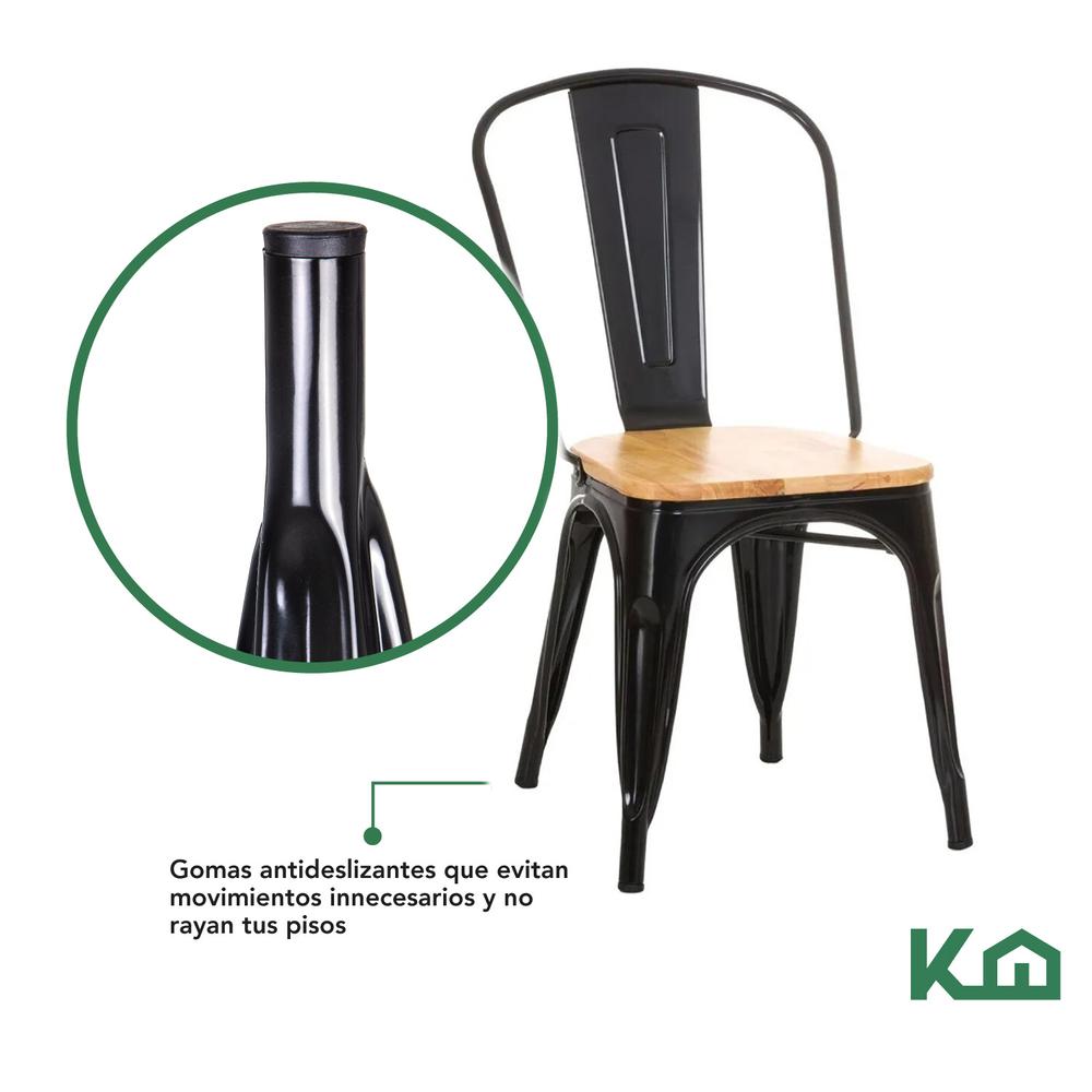 Foto 7 | Sillas Tolix KingsHouse COMBO-KH-96 Negro Asiento de Madera 2 Piezas