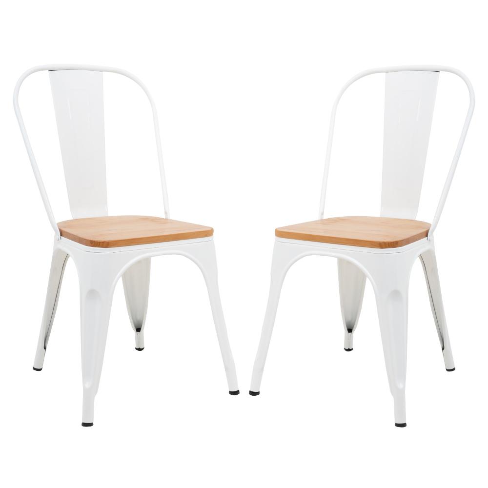 Sillas Tolix KingsHouse COMBO-KINGSMAN-41 Blanco Asiento de Madera 2 Piezas