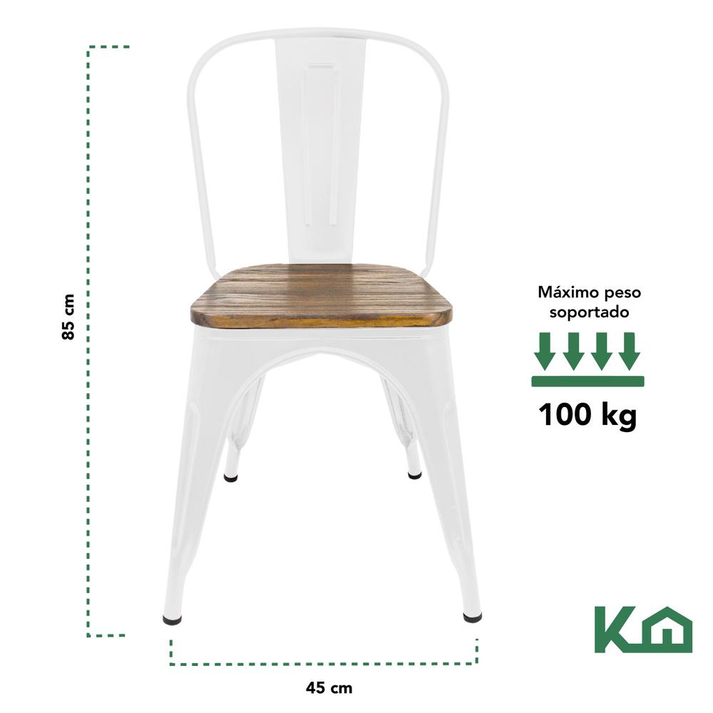 Foto 5 | Sillas Tolix KingsHouse COMBO-KINGSMAN-41 Blanco Asiento de Madera 2 Piezas