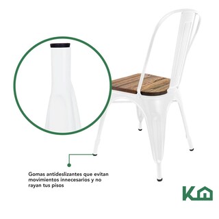 Foto 8 | Sillas Tolix KingsHouse COMBO-KINGSMAN-41 Blanco Asiento de Madera 2 Piezas
