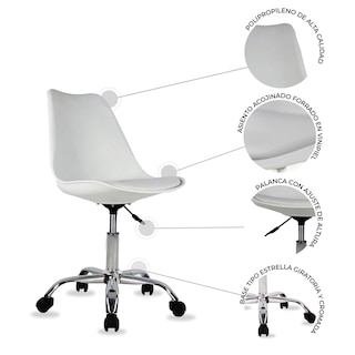 Foto 6 | Silla Secretarial Mundo In Eames 55 Blanco Giratoria