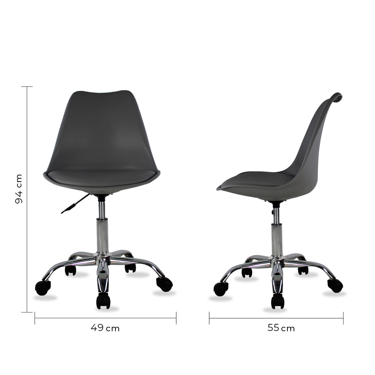 Foto 7 | Silla Secretarial Mundo In Eames 55 Gris Giratoria