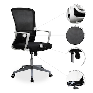 Foto 7 | Silla Ejecutiva Mundo In Cardona 249W color Blanco y Negro