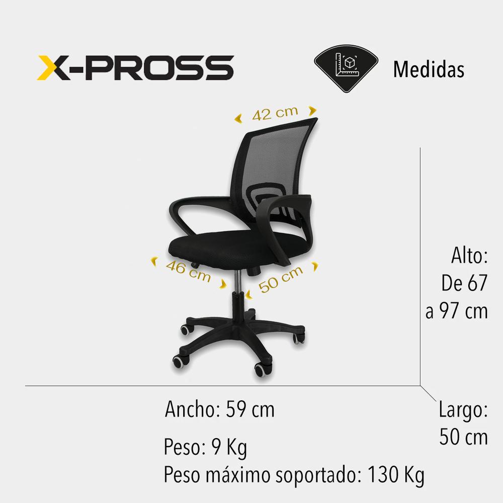 Foto 3 pulgar | Silla de Escritorio x-pross color Negro para Oficina Ergonómica Reclinable con Soporte de Espalda