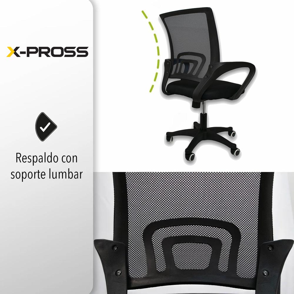 Foto 4 pulgar | Silla de Escritorio x-pross color Negro para Oficina Ergonómica Reclinable con Soporte de Espalda