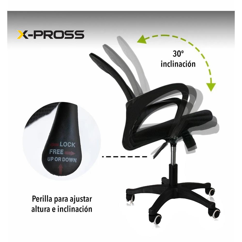 Foto 5 pulgar | Silla de Escritorio x-pross color Negro para Oficina Ergonómica Reclinable con Soporte de Espalda