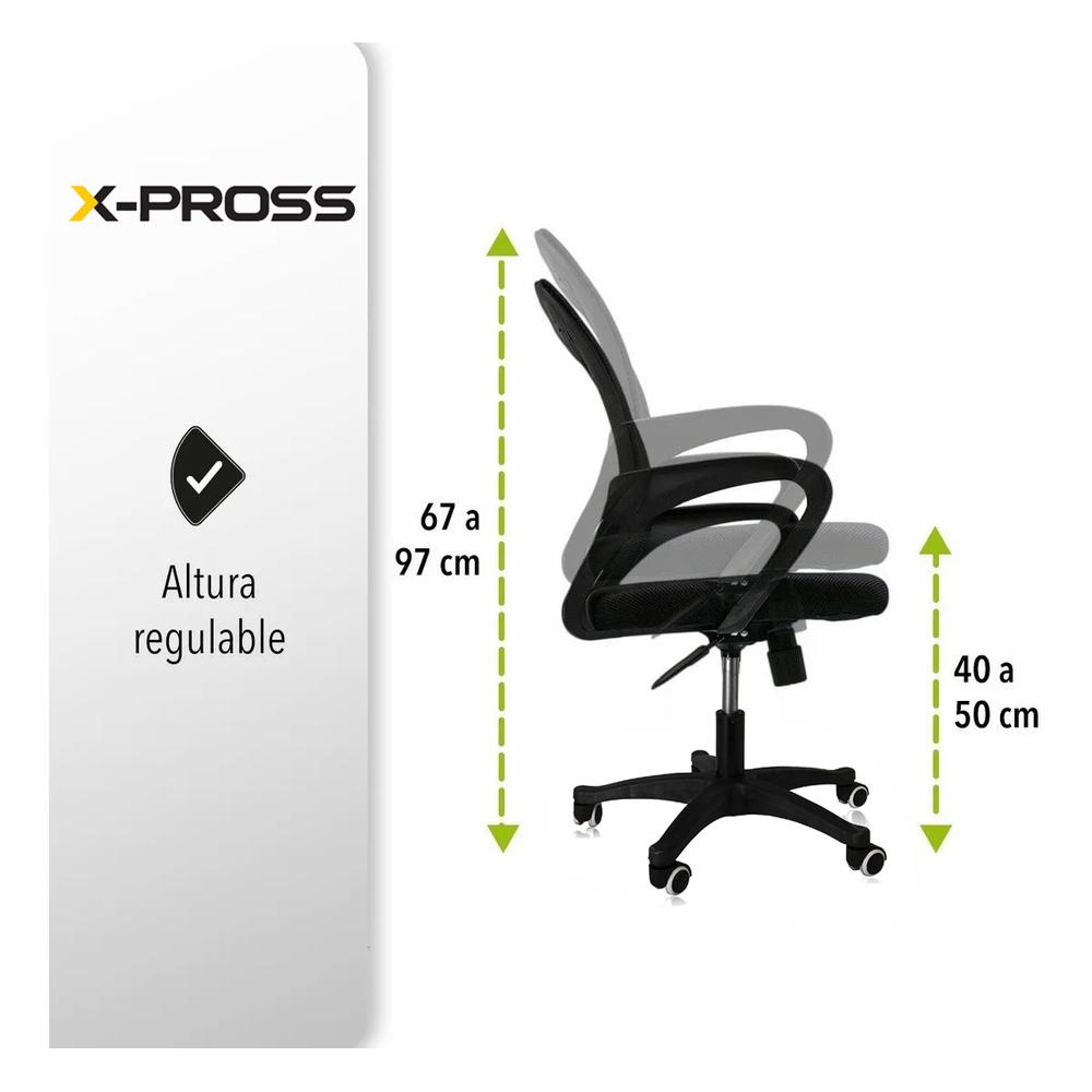 Foto 6 pulgar | Silla de Escritorio x-pross color Negro para Oficina Ergonómica Reclinable con Soporte de Espalda