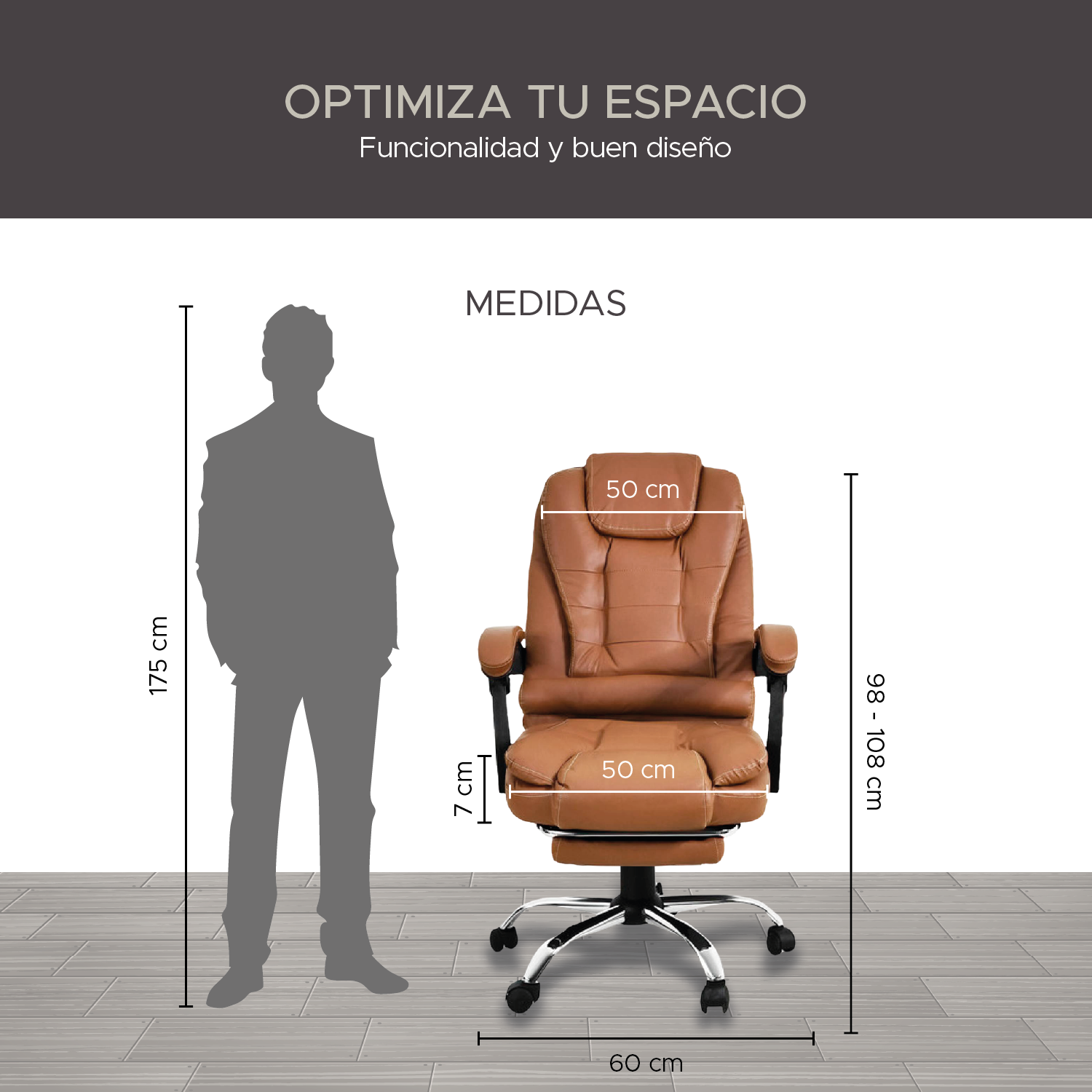 Foto 4 pulgar | Silla Ejecutiva X-pross Marrón Reclinable