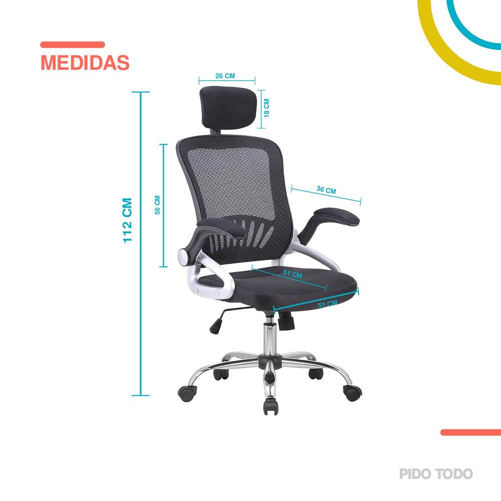 Foto 2 | Silla de Oficina X-pross SOBR01BK con Descansabrazos