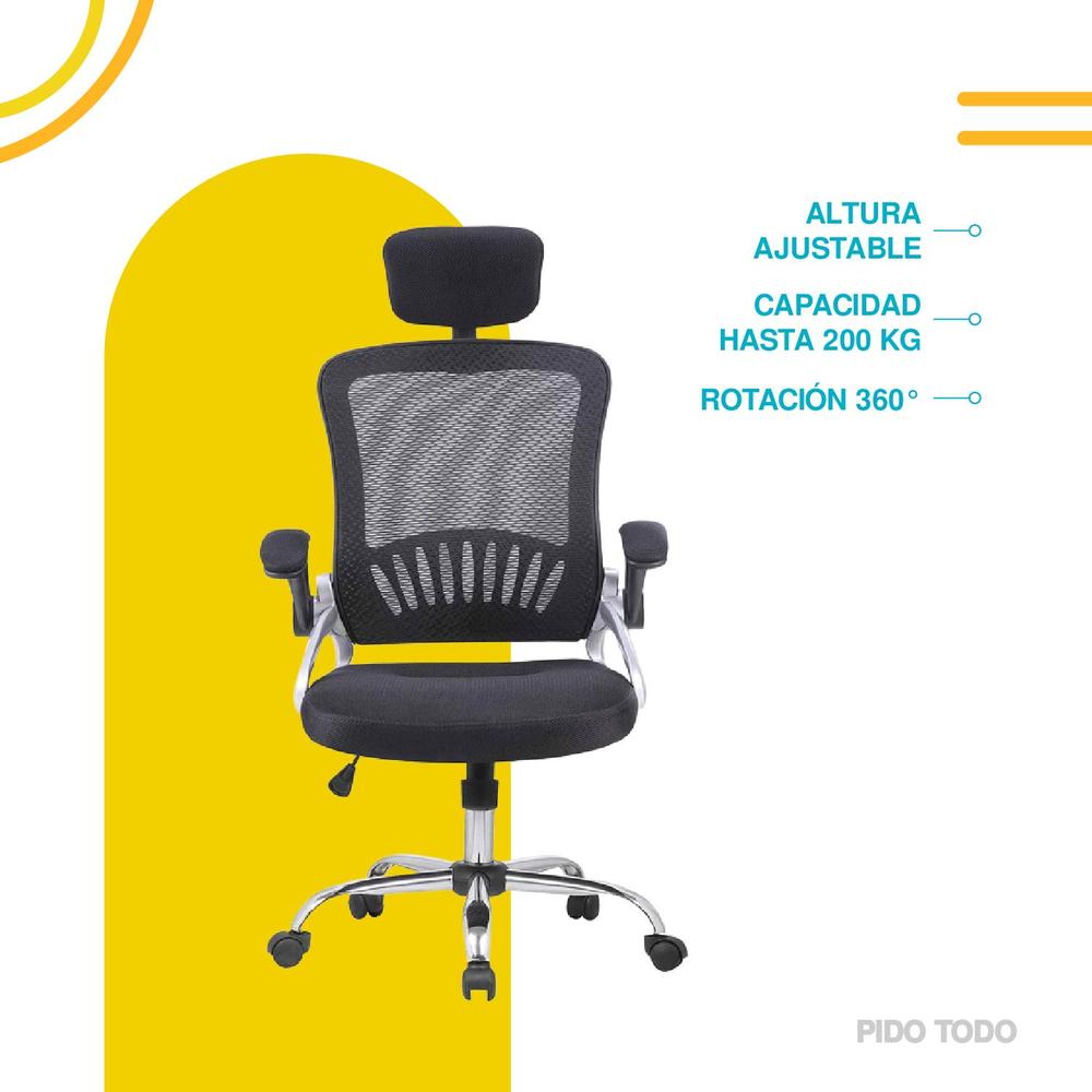 Foto 4 pulgar | Silla de Oficina X-pross SOBR01BK con Descansabrazos