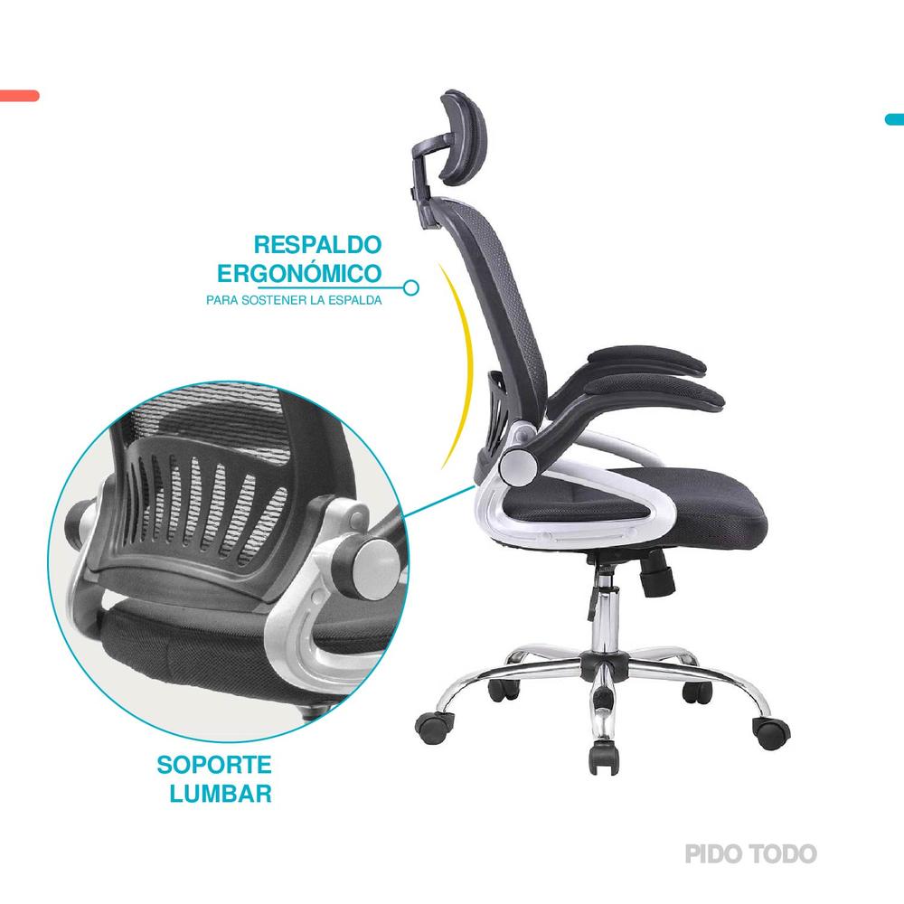 Foto 5 | Silla de Oficina X-pross SOBR01BK con Descansabrazos