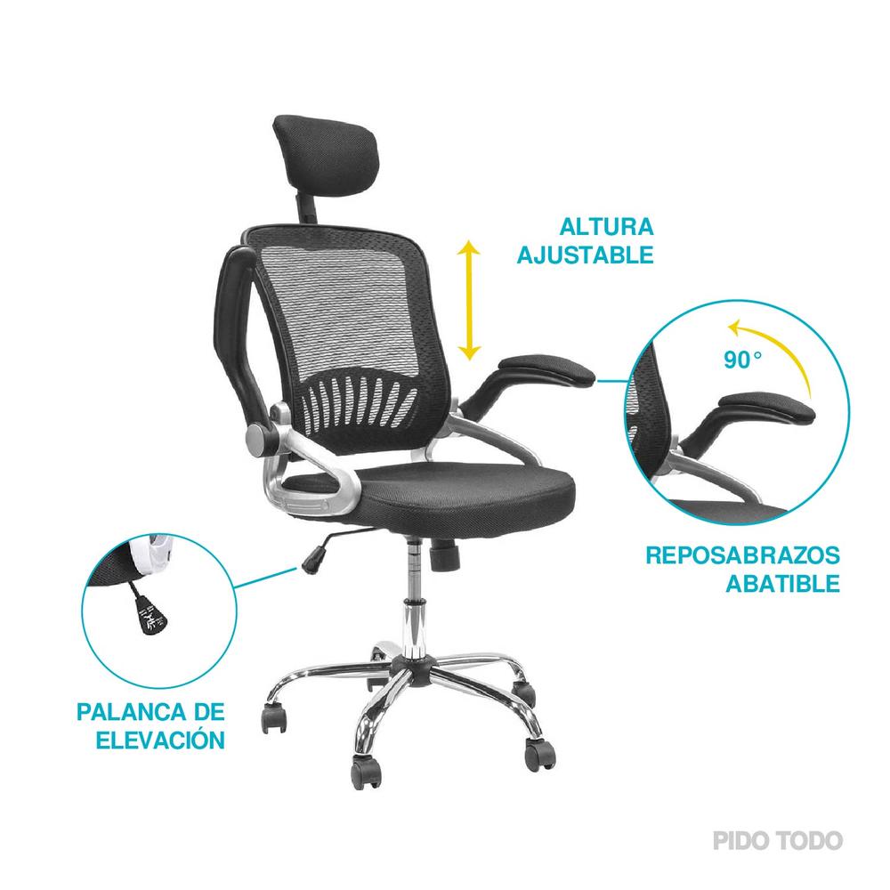 Foto 8 pulgar | Silla de Oficina X-pross SOBR01BK con Descansabrazos