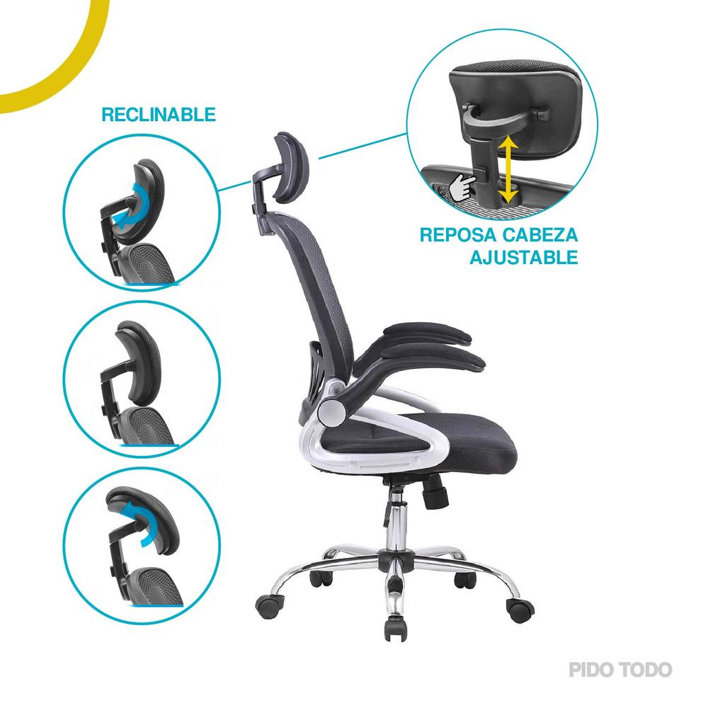 Foto 9 pulgar | Silla de Oficina X-pross SOBR01BK con Descansabrazos