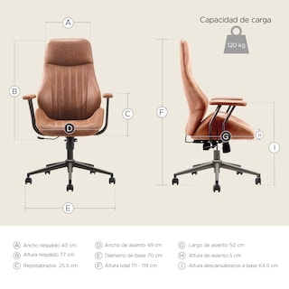 Foto 3 | Silla de Oficina Ejecutiva X-pross Alpha Café