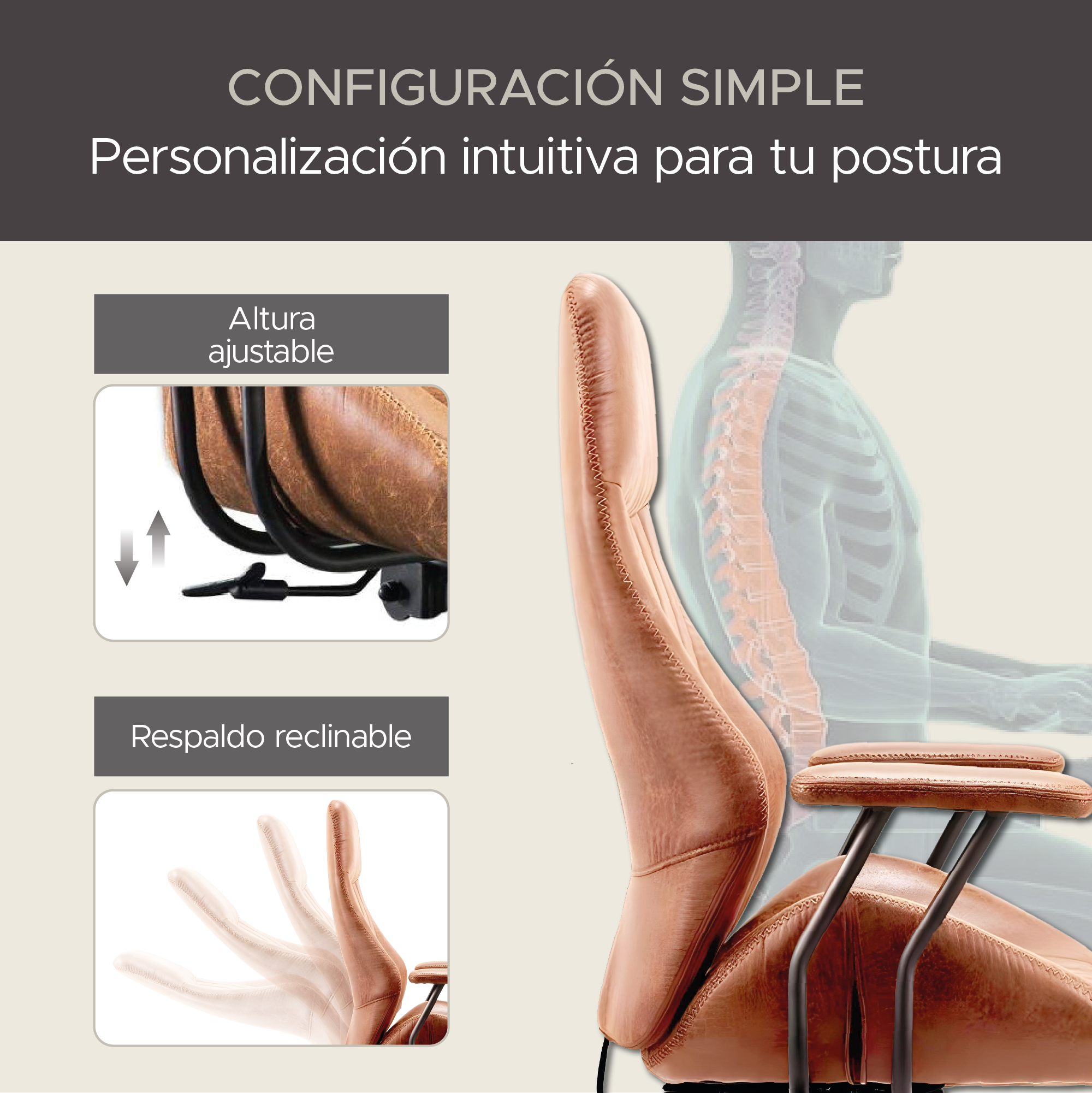 Foto 6 pulgar | Silla de Oficina Ejecutiva X-pross Alpha Café