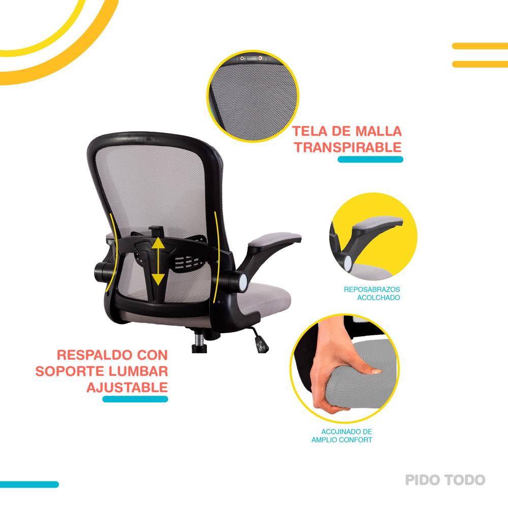 Foto 5 pulgar | Silla De Oficina Con Malla X-pross XP-SO1GY-CML color Gris
