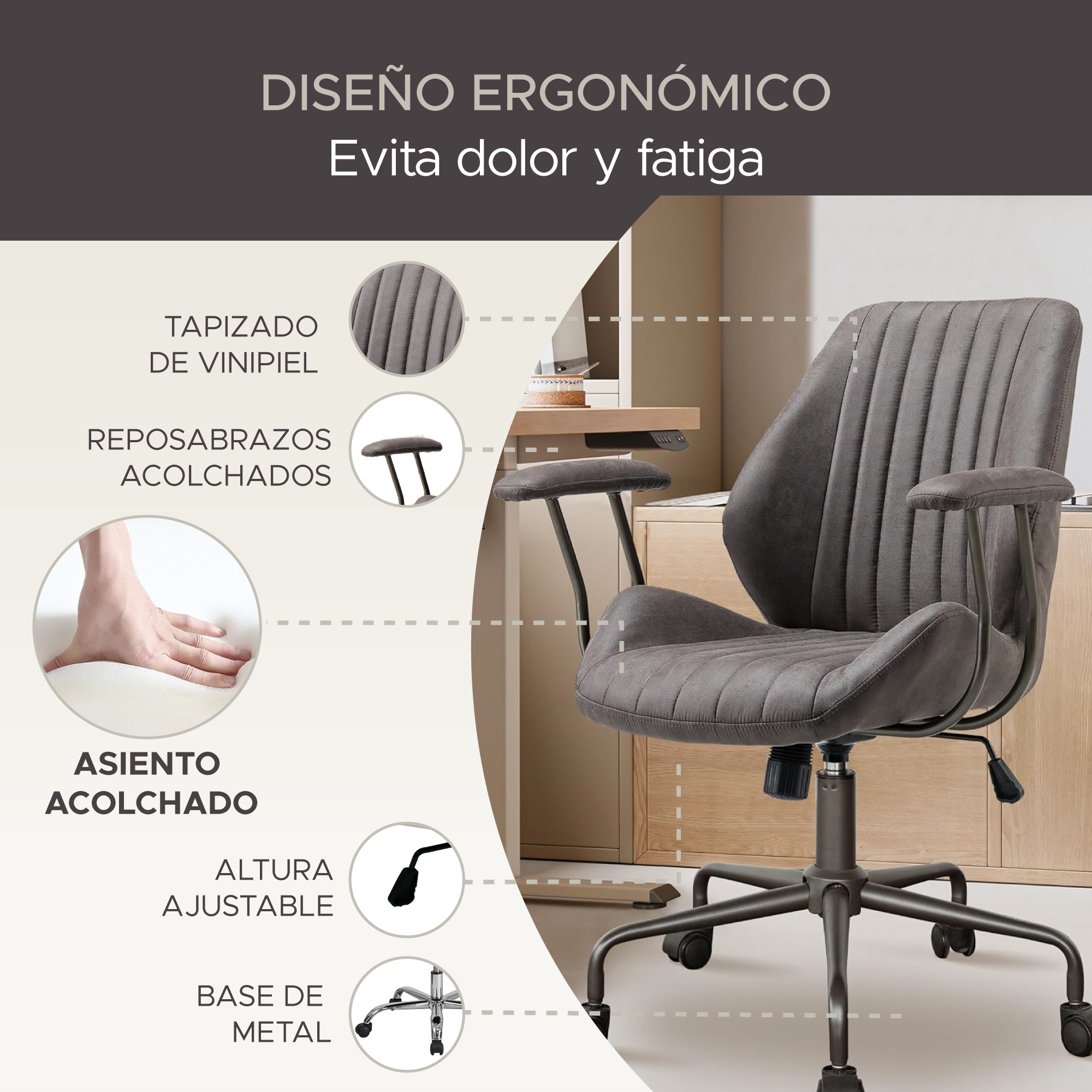 Foto 3 pulgar | Silla de Oficina Ejecutiva X-pross Omega Gris