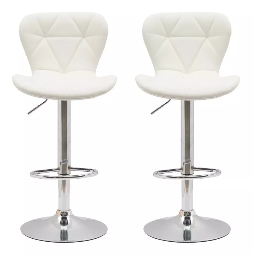 Foto 1 | Set 2 Bancos EKE Life Home Giratorios Con Respaldo Para Cocina / Desayunador / Barra Color Blanco