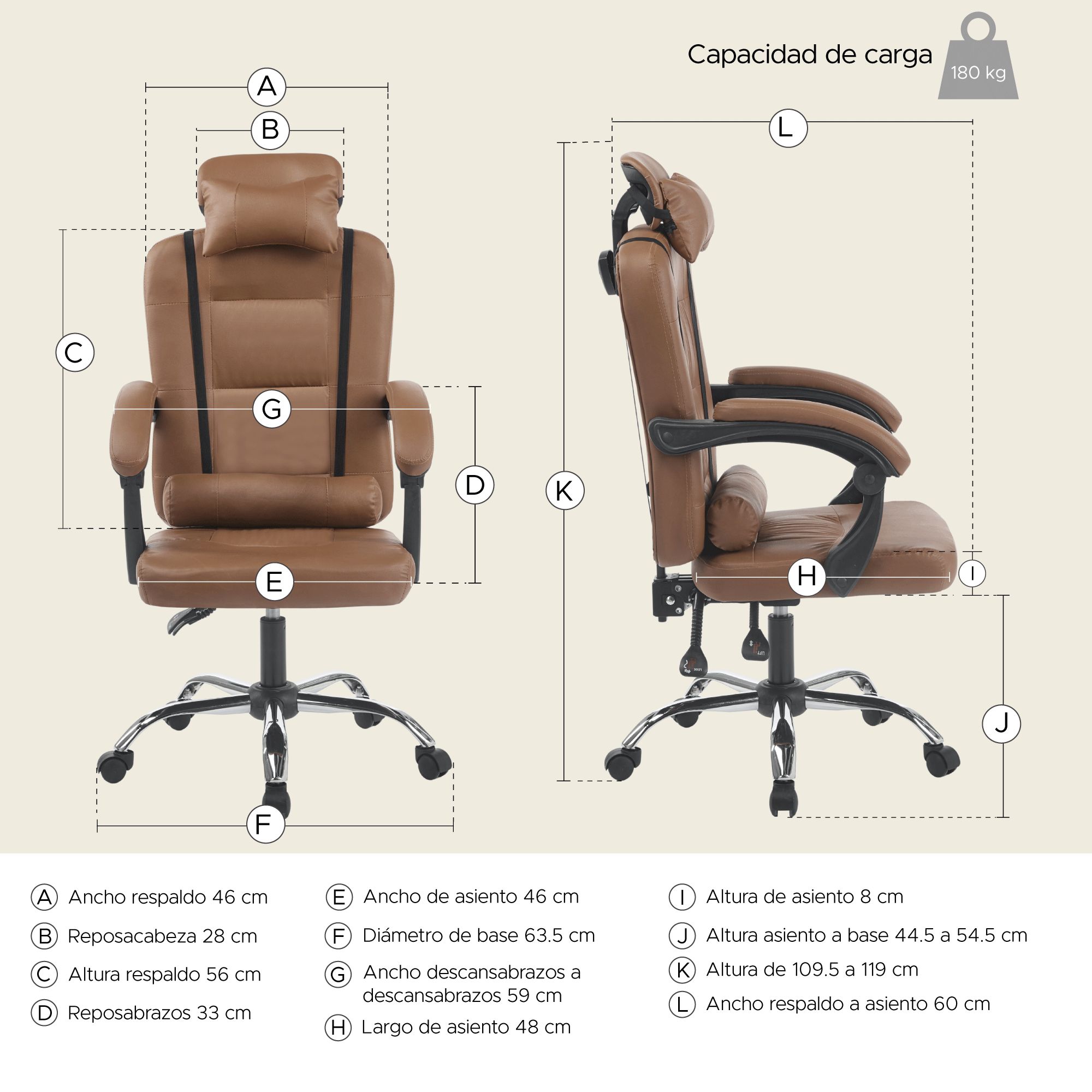 Foto 4 pulgar | Silla de Oficina Vinipiel Sin Reposapies