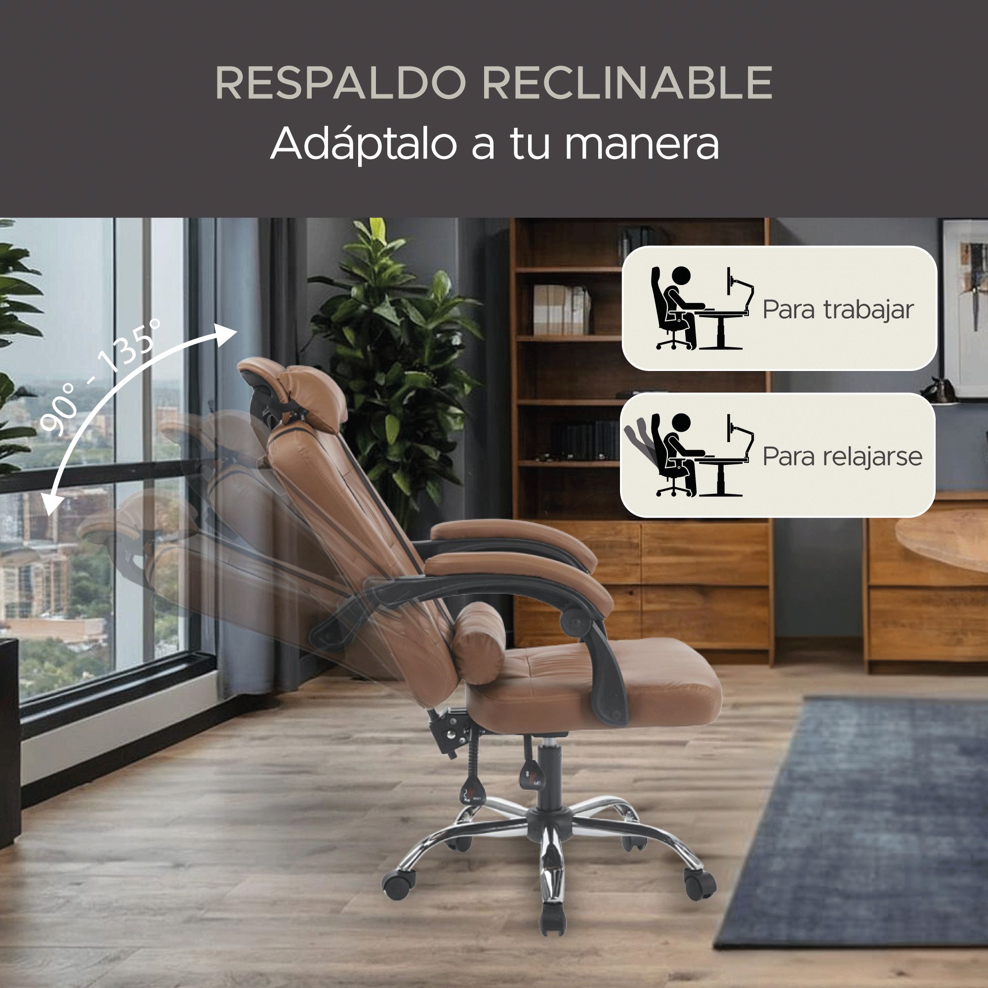Foto 5 pulgar | Silla de Oficina Vinipiel Sin Reposapies