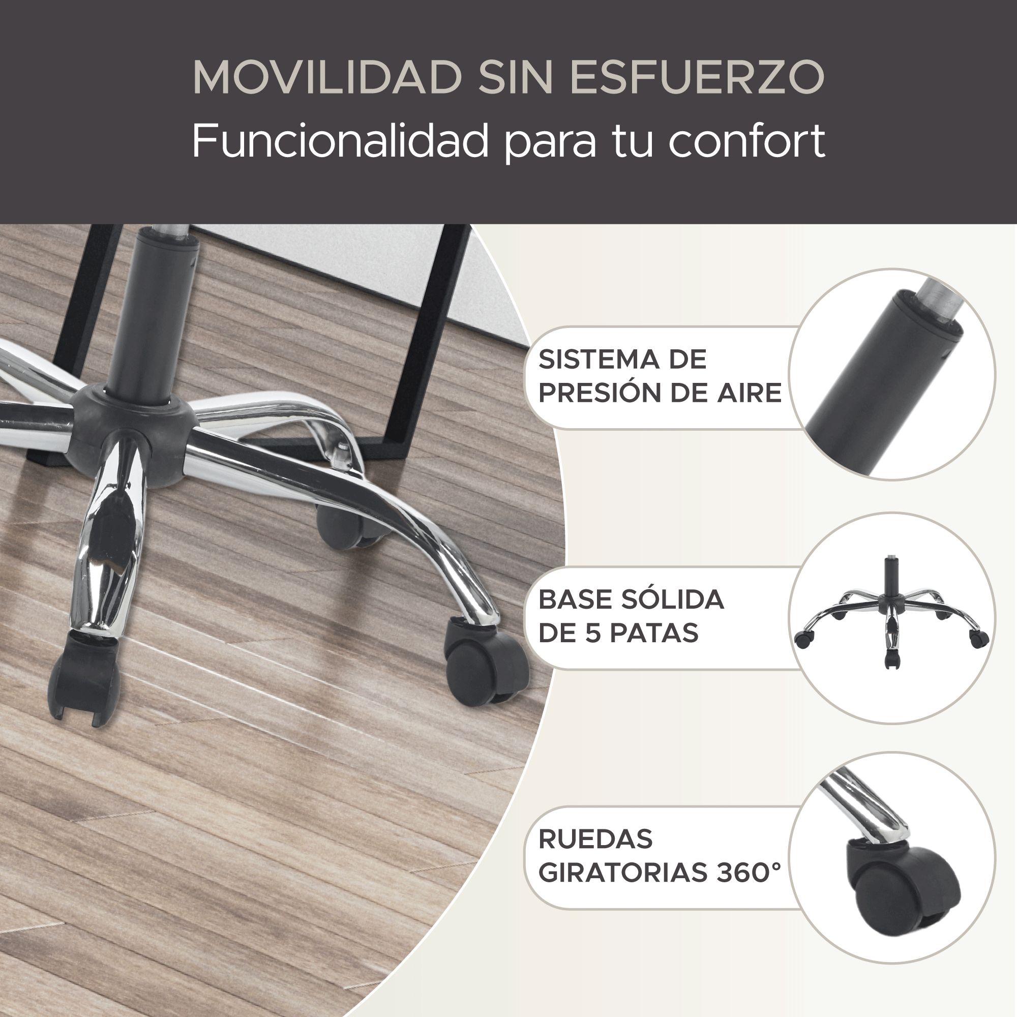 Foto 6 pulgar | Silla de Oficina Vinipiel Sin Reposapies