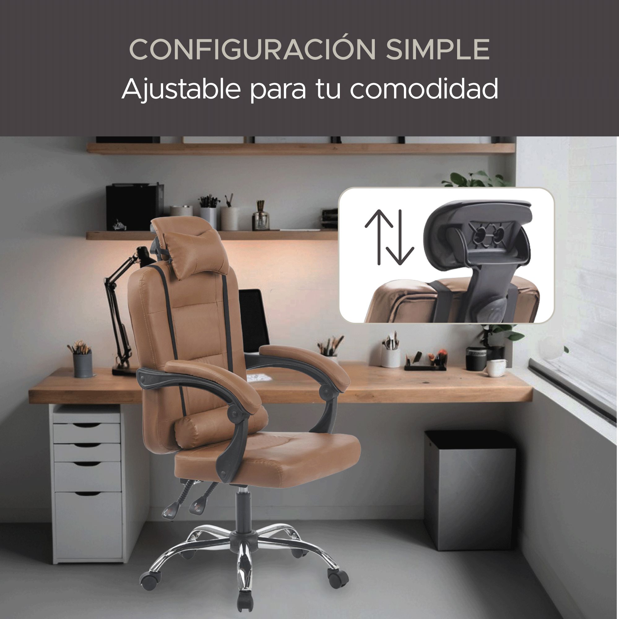Foto 7 pulgar | Silla de Oficina Vinipiel Sin Reposapies