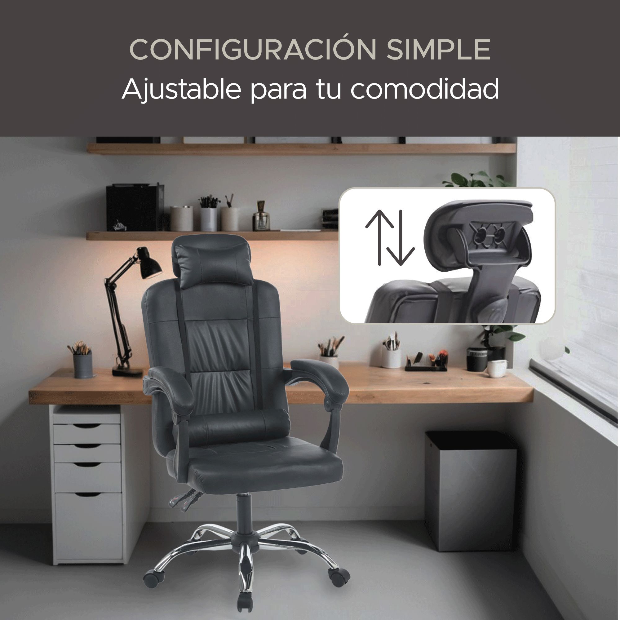 Foto 8 pulgar | Silla de Oficina X-Pross Vinilux Sin Reposapiés Negra